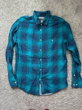 Men’s Falls Creek Teal and Navy Plaid Button-Down Shirt - 2 plaid shirts